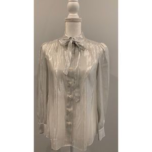 Kate Spade Silver Metallic Button Down Shirt XS